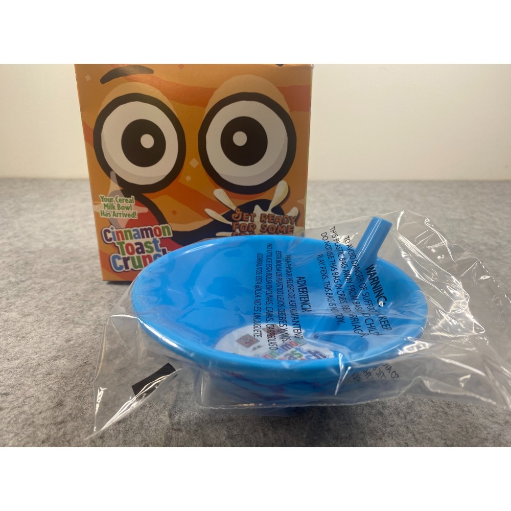 Cinnamon Toast Crunch Kidcore Cereal Milk Bowl Blue‎ Marbled Built-in Straw NIB